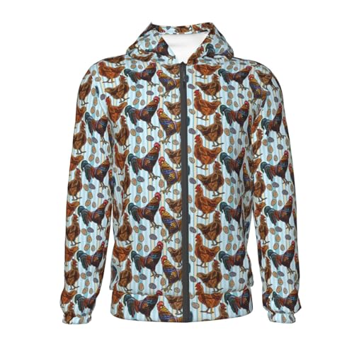 Beautiful Color Rooster Kids Pullover Hoodies Boys Zip Up Sweatshirts Girls Athletic Clothes with Pocket2