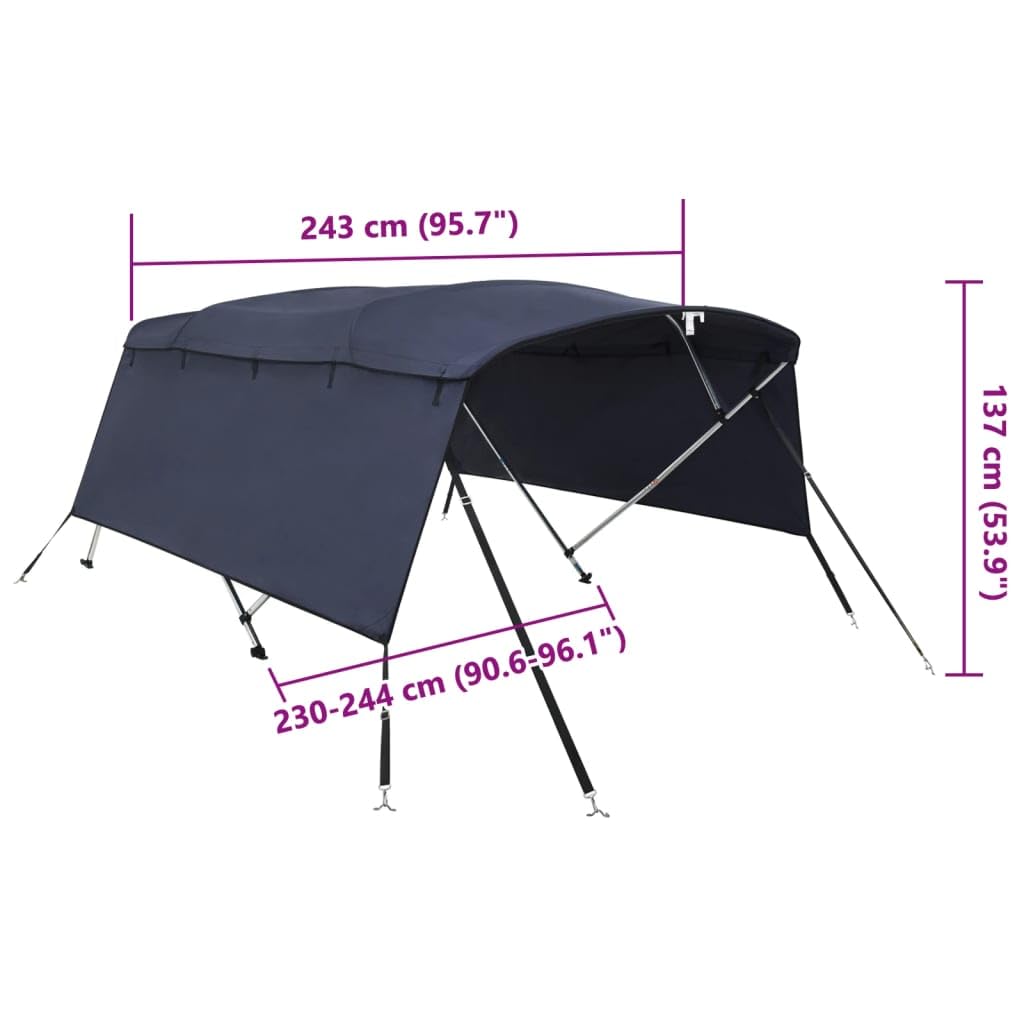 vidaXL Toit Bimini à 4 arceaux parois latérales 243x(230-244) x137 cm