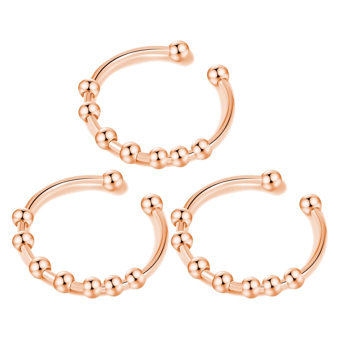LEEQBCR Anillo anticompresión mujer plata de ley 925 con abalorios ansiedad anillo ajustable anillo giratorio abierto giratorio mujer
