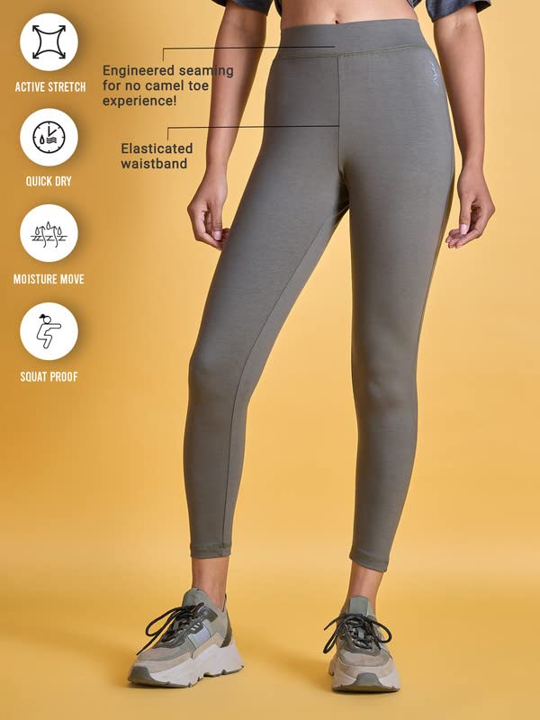 Image of NYKD Women's Everyday Sports Leggings for Gym /Workout Cotton Ankle Length Skin Fit Comfy Tights | Stretchable | High Waist | Elastic Wasitband - NYAT 076