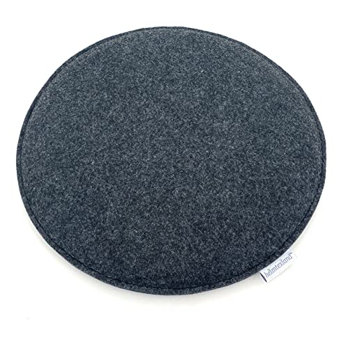 heimtexland ® 2er Pack Sitzkissen Filz Stuhlkissen Bodenkissen Polster Stuhlauflage Indoor Outdoor Kissen rund Typ631 Filzkissen anthrazit meliert 35x35 cm 2 Stück