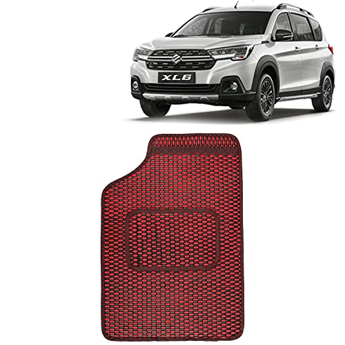 Image of Kingsway Dotted Design Car Floor Foot Mats Universal Fit for Maruti Suzuki XL6, Model Year : 2019-2022, Water and Dustproof, Color Red, Set of 5 Pieces