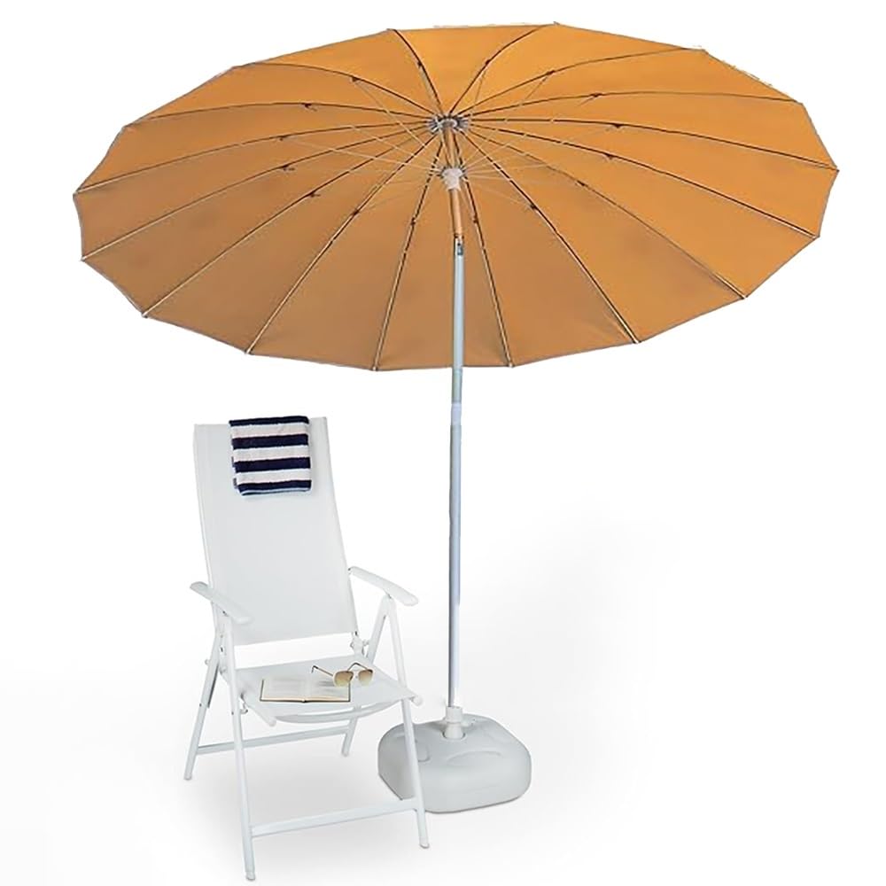 Sombrilla blanca de patio 1.98m con inclinación y protección UV para piscina y balcón