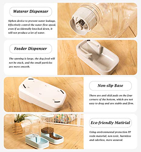 Automatic Pet Feeder and Waterer Dispenser Set, Dog Food and Water Dispenser Station, Self-Dispensing Gravity Water Fountain for Small Medium Puppy and Kitten, Cat/Dog Food Bowl 3.8L/ 1 Gal x 2. - Thumbnail 5
