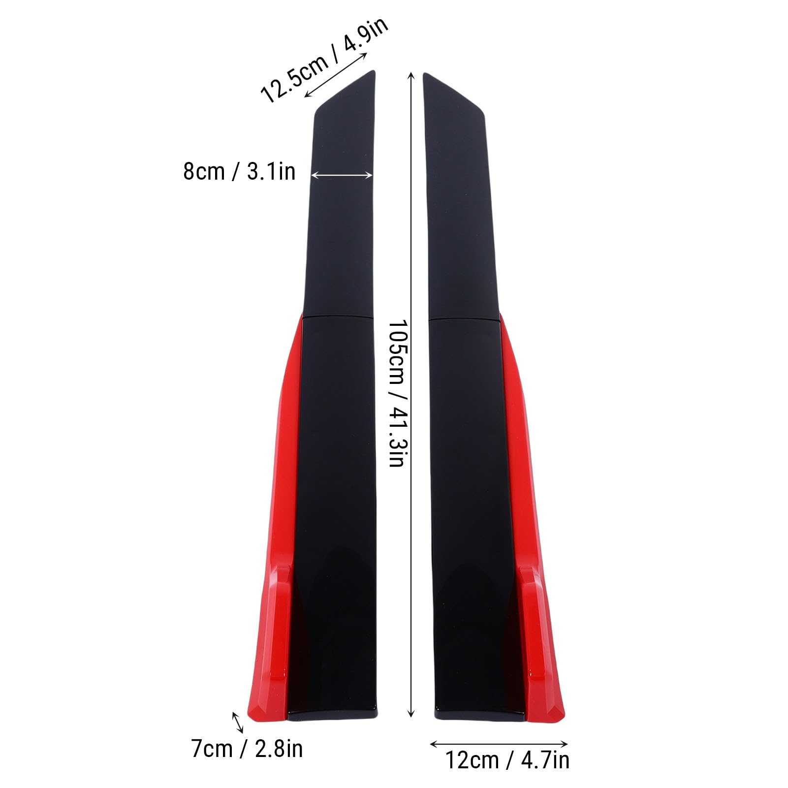 Minigonne Laterali Pannello a Bilanciere Universale ABS Minigonne Laterali Regolabili Estensione Splitter Labbro Elegante Design Aerodinamico per gli Appassionati di Auto 105 (Nero e rosso)