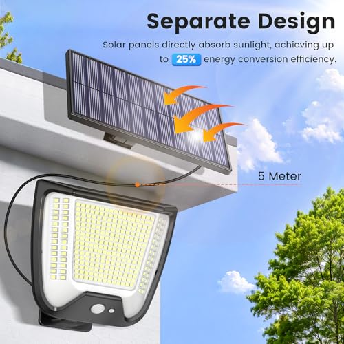Outdoor Solar Powered Security Lights: 288 LED Solar Outdoor Garden Flood Light 3 Motion Sensor Mode Outside Solar Panel Floodlight 270° Lighting IP65 Waterproof for Garden Shed Yard Porch - Image 3