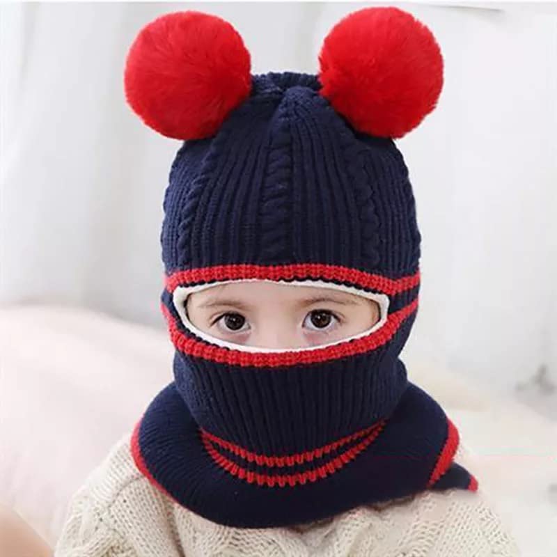 Image of Toddler Winter Hat With Scarf and Earflap Hood - Fleece Lined Monkey Cap for Baby and Kids (6 Months to 7 Years)