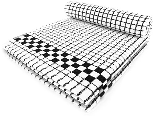 Fecido Classic Kitchen Dish Towels with Hanging Loop - Heavy Duty Absorbent Dish Clothes - European Made 100 Cotton Tea Towels - Set of Two Black