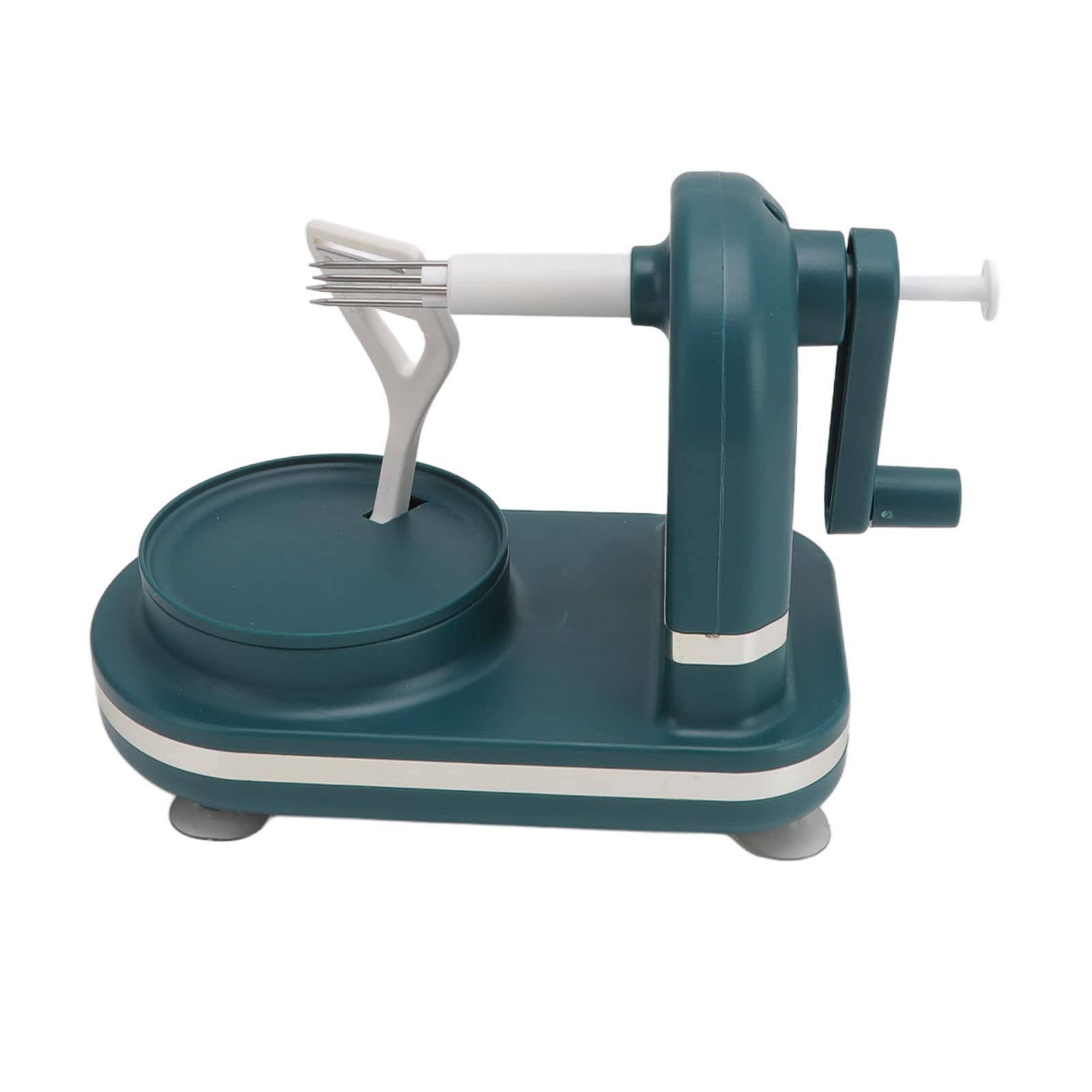Pelador Manual de Manzanas,pelador de Peras de manivela rotativa, rebanador y descorazonador con Base de succión Antideslizante y Cuchilla de Acero Inoxidable para Cortar Manzanas (Verde Oscuro)
