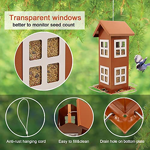 Goodeco Metal Bird Feeder For Wild Birds - Bird Feeders For Outdoors Hanging,Country House Design Squirrel Proof,Easy Cleaning & Refills,Gift Idea,4.7 * 10.2" (Cooper) #TOP4