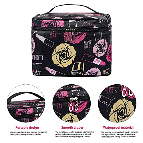 Focenat Makeup Bag Portable, Waterproof Travel Cosmetic Bag for Women Large Capacity Makeup Organiser Bag - Image 2