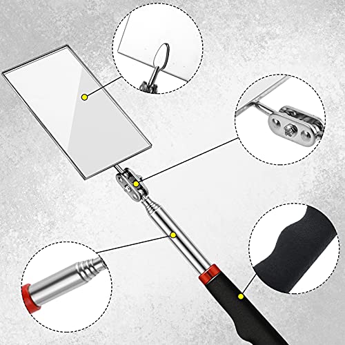 3 Pieces Telescoping Inspection Mirror Round Mirror Square Mirror Inspection Tool For Checking Vehicle, Observing Eyelashes Mouth And Other Small Parts (Oval, Square, Round Style) #TOP4