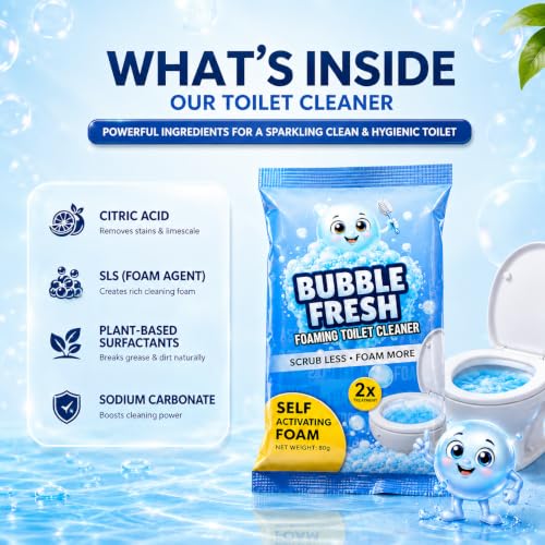 Image of Niramo Bubble Fresh Toilet Cleaner (Pack of 4 x 80g) | Foam Action Bathroom Cleaner | Removes Tough Stains, Limescale & Odour | Multipurpose Toilet, Tiles & Basin Cleaner | Value Pack (320g)