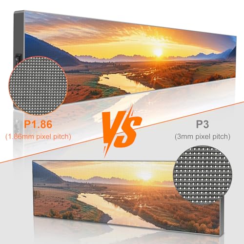 Image of LEDLightsWorld P1.86 LED Digital Signage Bar Display, 37.8 inch x 6.3 inch Full Color Programmable Scrolling LED Message Board with App Control, Commercial Advertising Screen for Store Windows, Retail Shops, Restaurants
