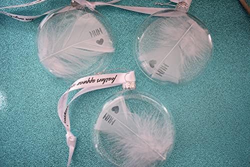 Mum Feather Memorial Bauble Personalised Glass Round Christmas Tree Decoration Handmade Keepsake