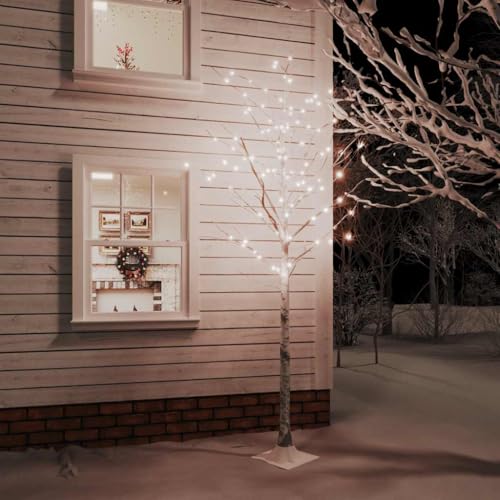 Decoración-Decoración de temporada y festividades-Árboles de Navidad LED blanco abedul blanco cálido 240 LED 300 cm