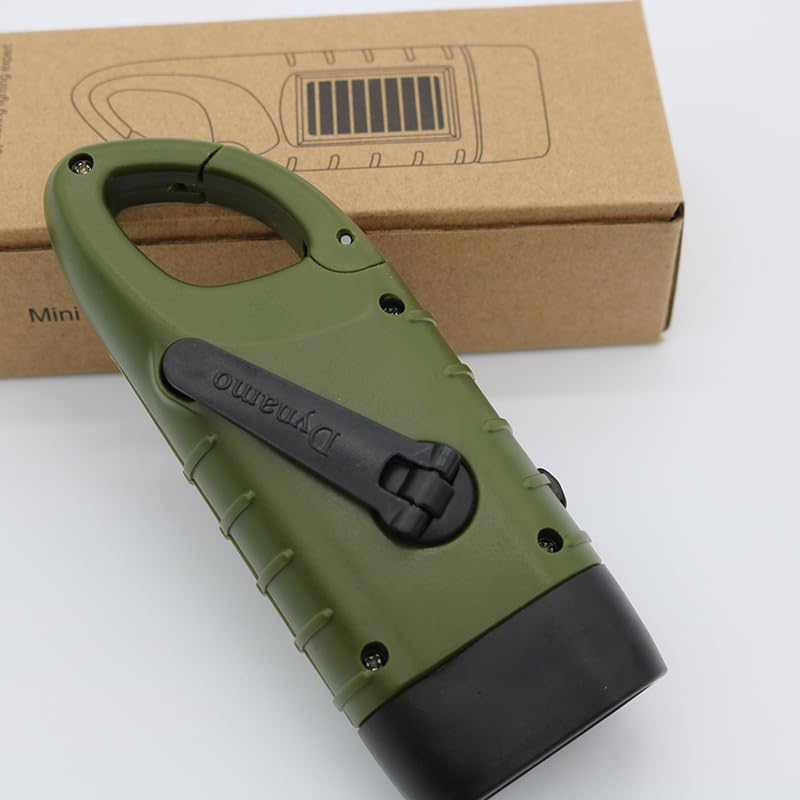 Image of Hand Crank Solar Flashlight, Emergency LED Flashlight, Portable Survival Flashlight, No Battery Required - Green