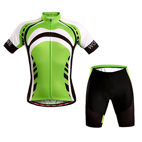 WOLFBIKE Men Cycling Jersey and Short Suit (Green Knights, XL)