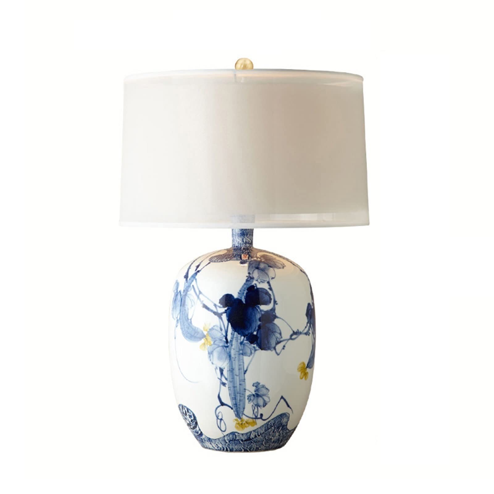 XANAYXWJ Lampada Lampada da Letto Lampade da Tavolo retrò Lampade da Comodino in Ceramica con Paralume in Tessuto Lampade da Comodino Cinesi per casa Ufficio Lampada da Studio Bar, Lampada da Tavolo