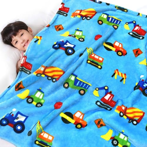Image of Lukeight Construction Toddler Blanket Gifts for Boys and Girls, Plush Truck Throw Blanket for Kids, Thick and Warm Boys Blanket for Teens Birthday (Construction, 50x60 Inches)