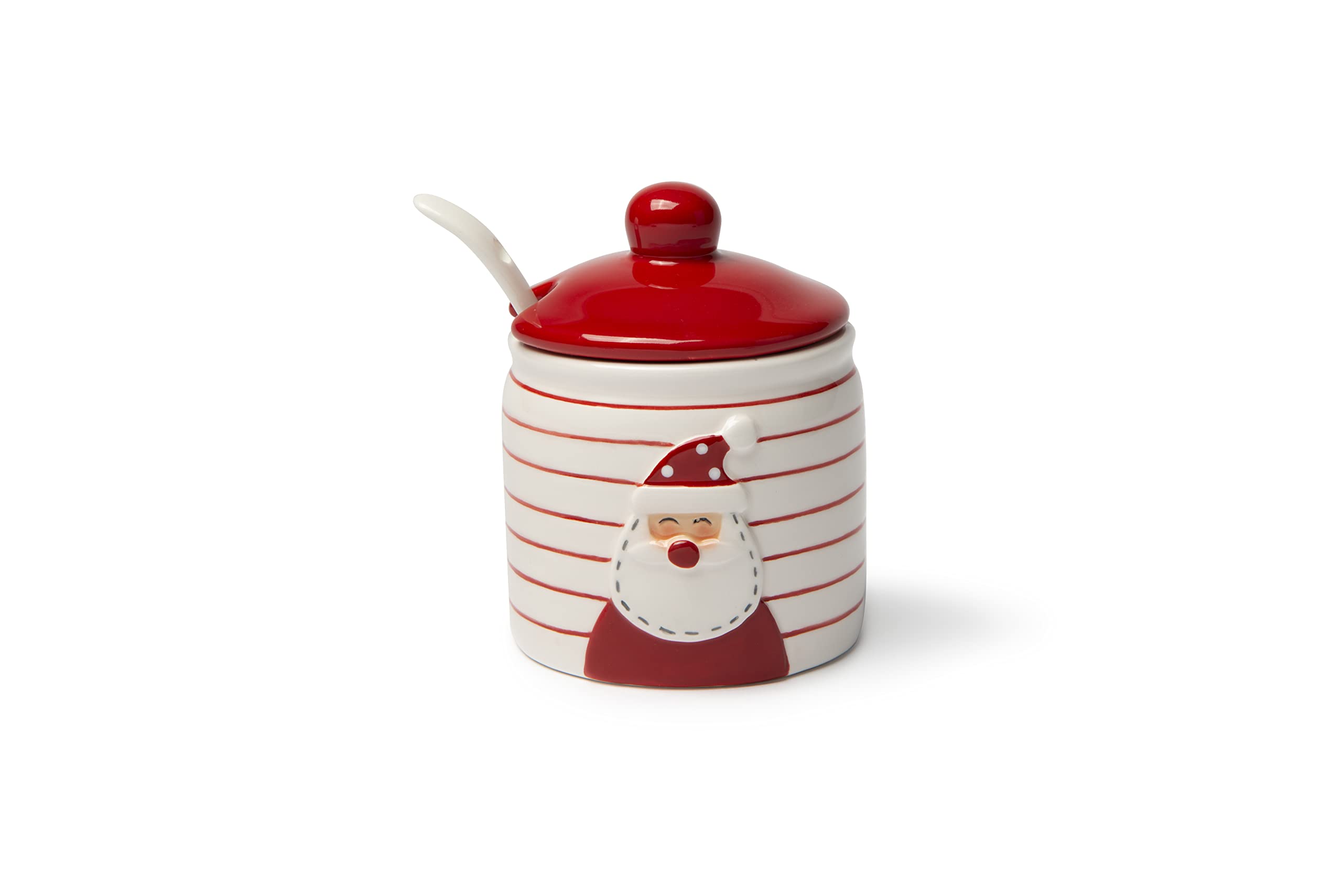 Excelsa Weiß Snowman Sugar Bowl With Teaspoon, 250 Milliliters, Ceramic