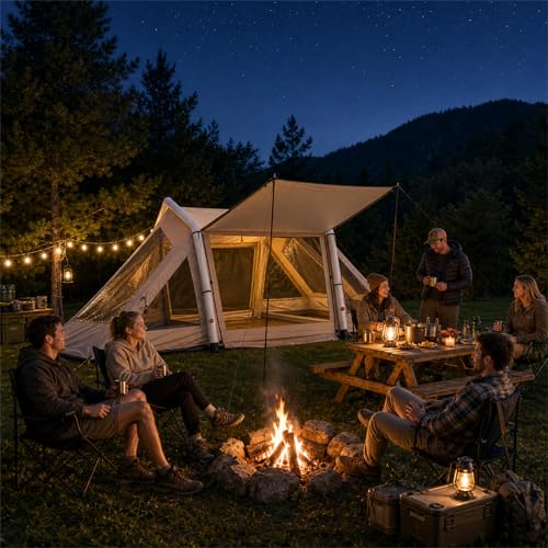 Carpa inflable para camping 4 personas, impermeable 4 estaciones miniatura 6