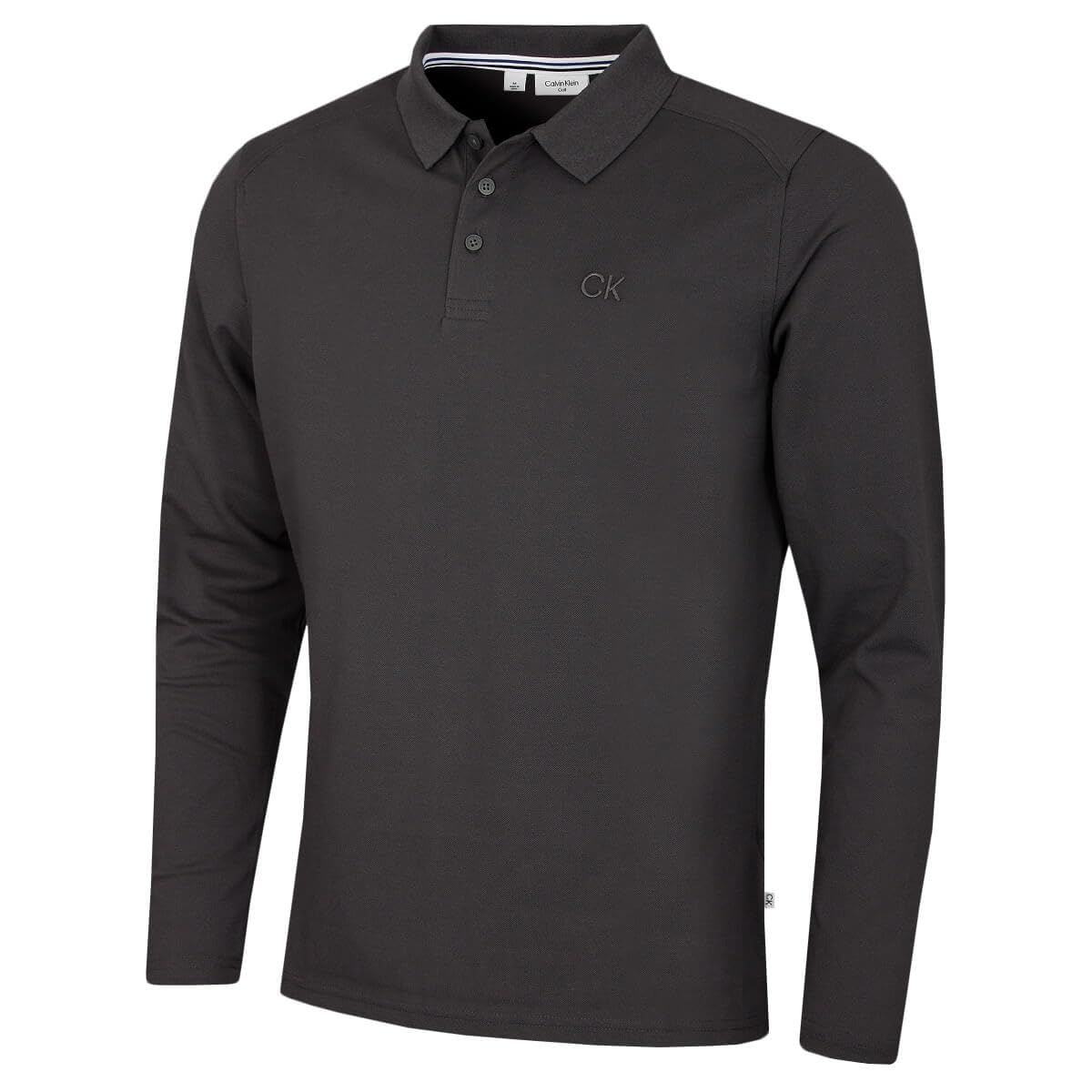 Calvin Klein Men's Charcoal Long Sleeve Stretch Campus Polo Shirt - Xxxl