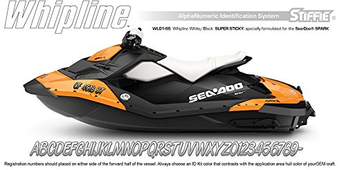 Image of STIFFIE Whipline Black /Orange Crush 3 inch Super Sticky Boat & PWC Registration Decals • Numbers Letters Stickers