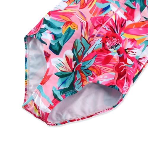 Image of Girls Long Sleeve One Piece Swimsuit Rash Guard Swimwear Zipper Quick Dry Bathing Suits Sun Protection UPF 50+ (Ages 4-12)