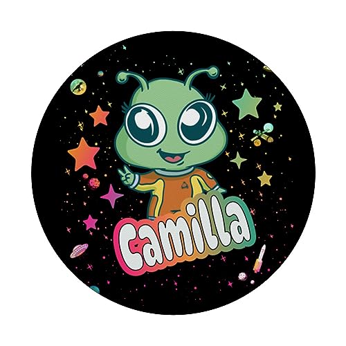 CAMILLA - Adorable girl name with cute Alien PopSockets Swappable PopGrip, Black - Image 3