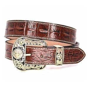 Western Cowboy Belt for Men – Genuine Leather Western Belt with Engraved Buckle, Country Rodeo Style