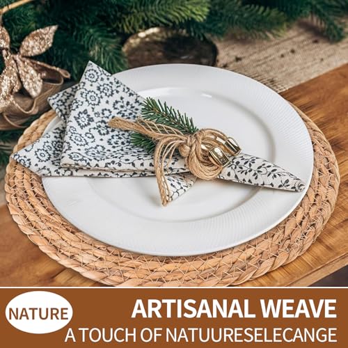 Round Placemats Set of 6, 30cm Table Mats Woven Rattan Placemats Water Hyacinth Handmade Place Mats for Table Kitchen Dining Home Wedding - Image 5
