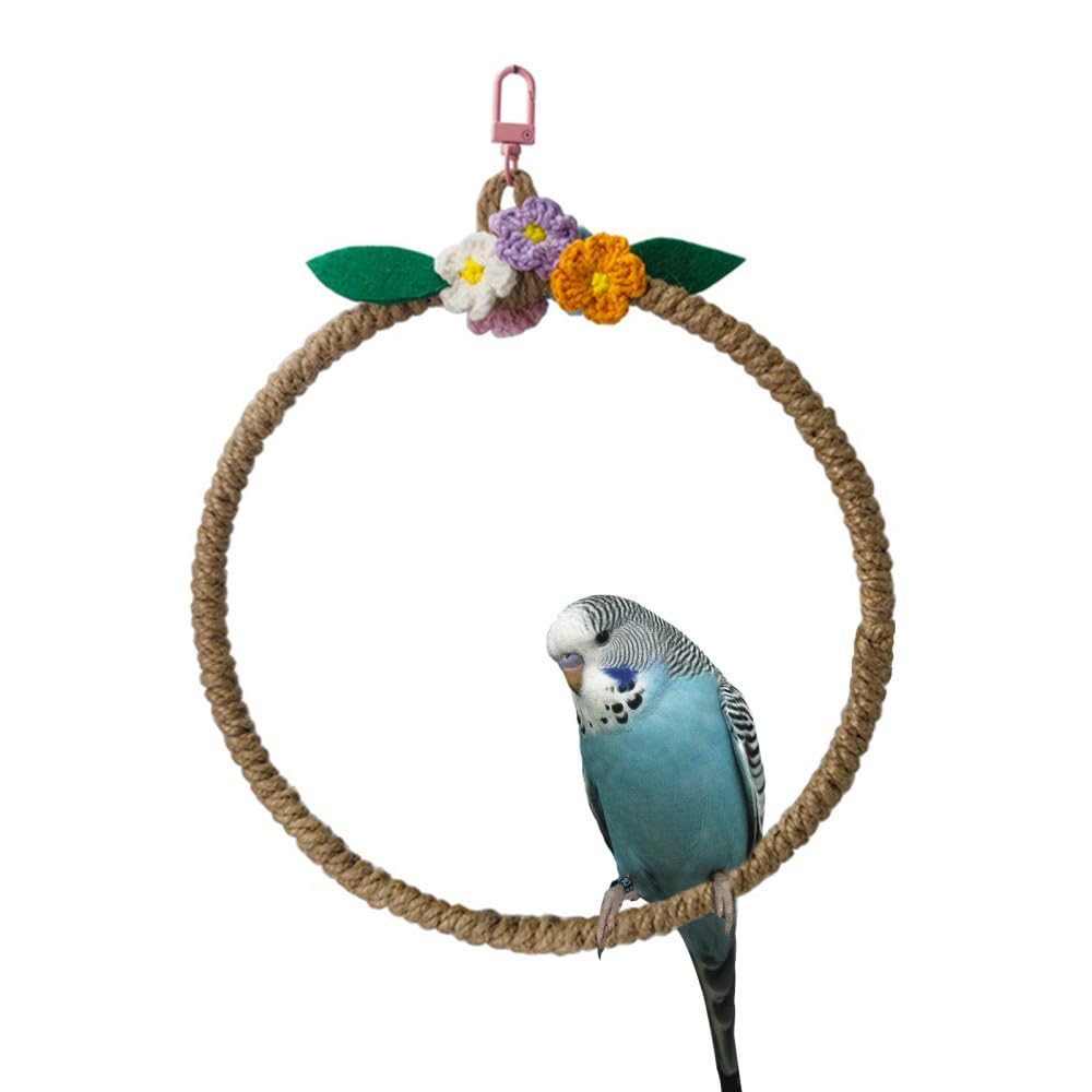 Altalena per Uccelli, Giochi per Pappagalli da Appendere in Gabbia, Giocattolo Altalene in Corda per Pappagallo, Parrocchetti, Calopsitte, Conuri, Fringuelli