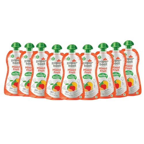 Image of Paper Boat Mixed Fruit Juice, Enriched with Vitamin D, No added Preservaties and Colours (Pack of 9, 150ml Each)