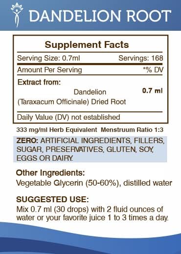 Miniatura 4 de Secrets of the Tribe Extracto líquido de raíz de diente de león sin alcohol, suplemento de tintura de raíz seca de diente de león (Taraxacum