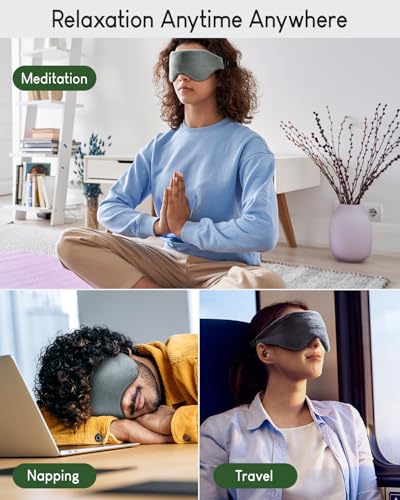 Sivio Weighted Eye Mask for Sleeping, Cooling & Cozy Reversible Blackout Sleep Mask for Women & Men, Microwave Freezable Heavy Blindfold for Migraine, Travel, Meditation, 0.55lbs, Grey - Image 7