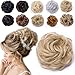 Produktbild Hair Extensions Haarverlängerung Haargummi Hochsteckfrisuren Dutt voluminös wie Echthaar Dunkelblond, um Blond zu bleichen Wavy-40g