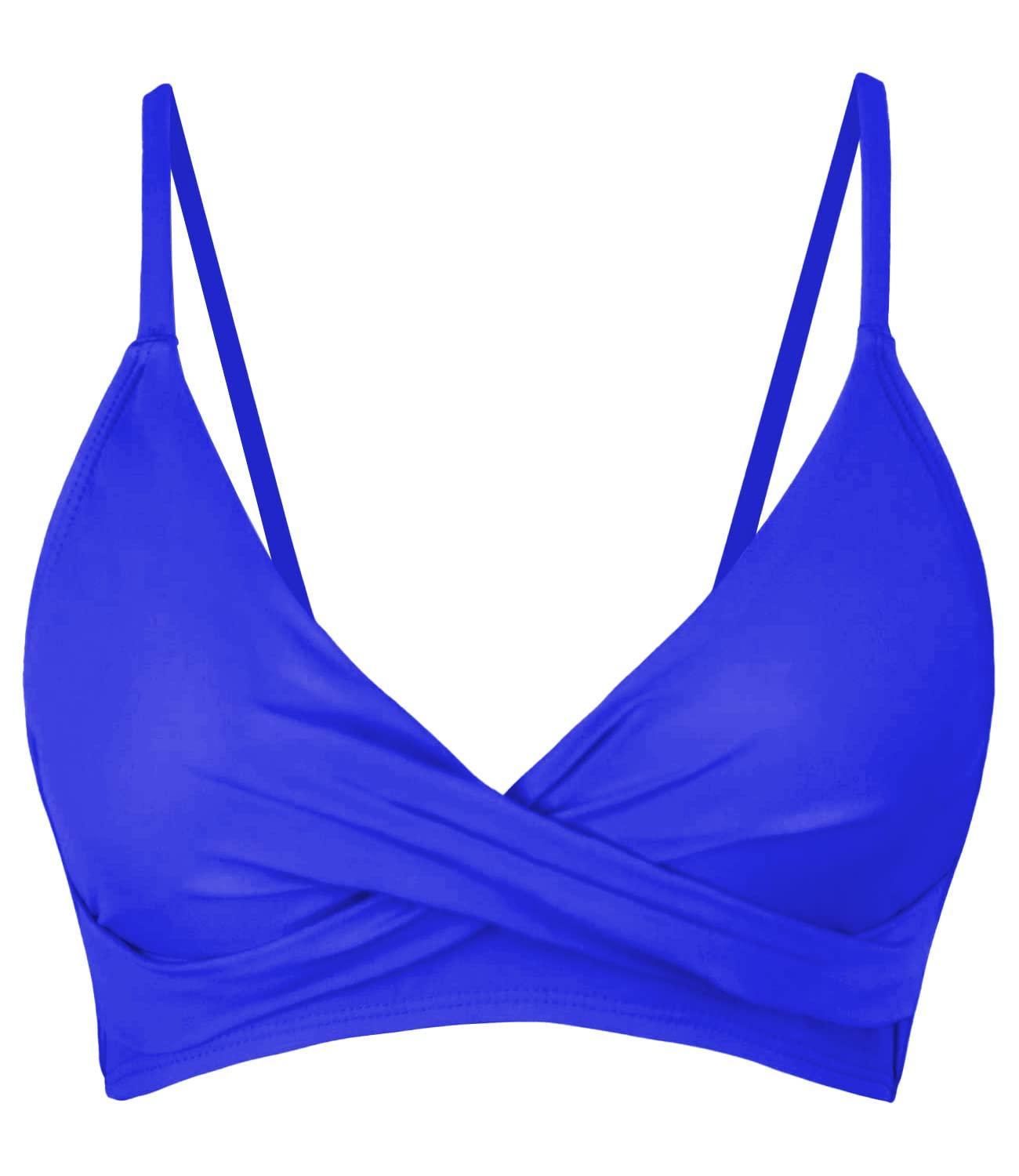 Balasami Women's Push Up Sexy V Neck Adjustable Twist Ruced Front Bikini Swimsuit Top Only