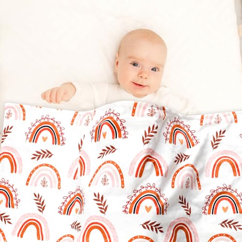 Image of Pea Pod 30'' x 40''Baby Blankets, Rainbow Toddler Newborn Blanket for Boys Girls, Super Soft Minky and Dotted Backing, Double Layer, Crib Receiving Blanket for Nursery /Stroller /Toddler Bed /Carseat
