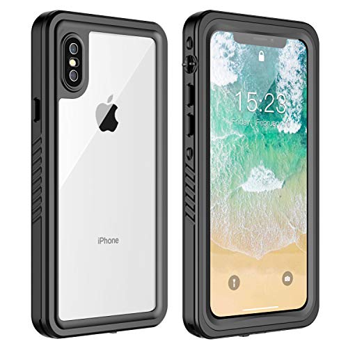 iPhone X/XS Waterproof Case, ATOP Protective Clear Cover with Built-in Screen Protector, Support Wireless Charging IP68 Certified Waterproof Dustproof Shockproof Case for iPhone X/XS 5.8 inch