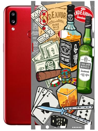 Image of AtOdds - Full Body Back Screen Guard Protector Film - Lamination Wrap Skin Sticker Compatible with Samsung Galaxy A10s | Scratchproof Matte Finish (Wine Graffiti)