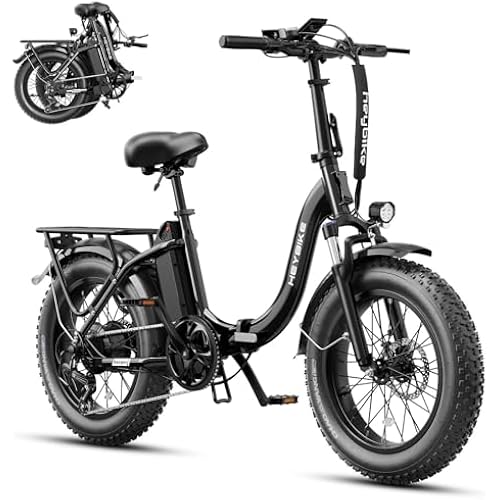 Heybike Ranger 2.0 Foldable Electric Bike for Adults, 20"*4 Fat Tire Ebike with 1400W Peak Motor, 28 MPH Max Speed, 600Wh Removable Battery, Up to 65 Miles Range, Front Suspension Step-Thru E Bike