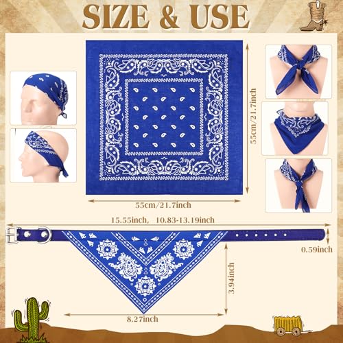 Image of Chicingyou Cat Dog Bandana Collar & Owner Matching Paisley Pattern Bandana Women Headband Square Scarf Headwear Puppy Scarf for Small Dog Adjustable Cat Collar Triangle Neckerchief Handkerchief(Blue)