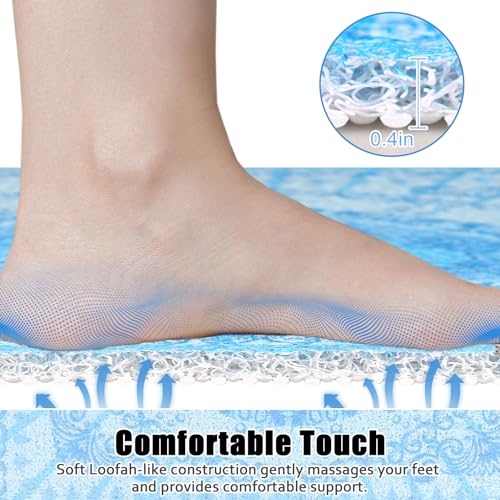 Image of Square Shower Mat Non Slip: 24x24 Inch Shower Floor Mat with Drain Hole in Middle, Super Soft and Comfortable PVC Loofah Massage Bath Mat for Shower, Anti Slip Shower Stall Mat, Quick Drying