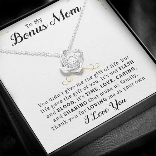 Stepmom Birthday Gifts, 14k White Pendant, Wedding Birthday Christmas Adoption Necklace For Bonus Mom, Mother in Law Jewelry with a Message Card and Elegant Box2