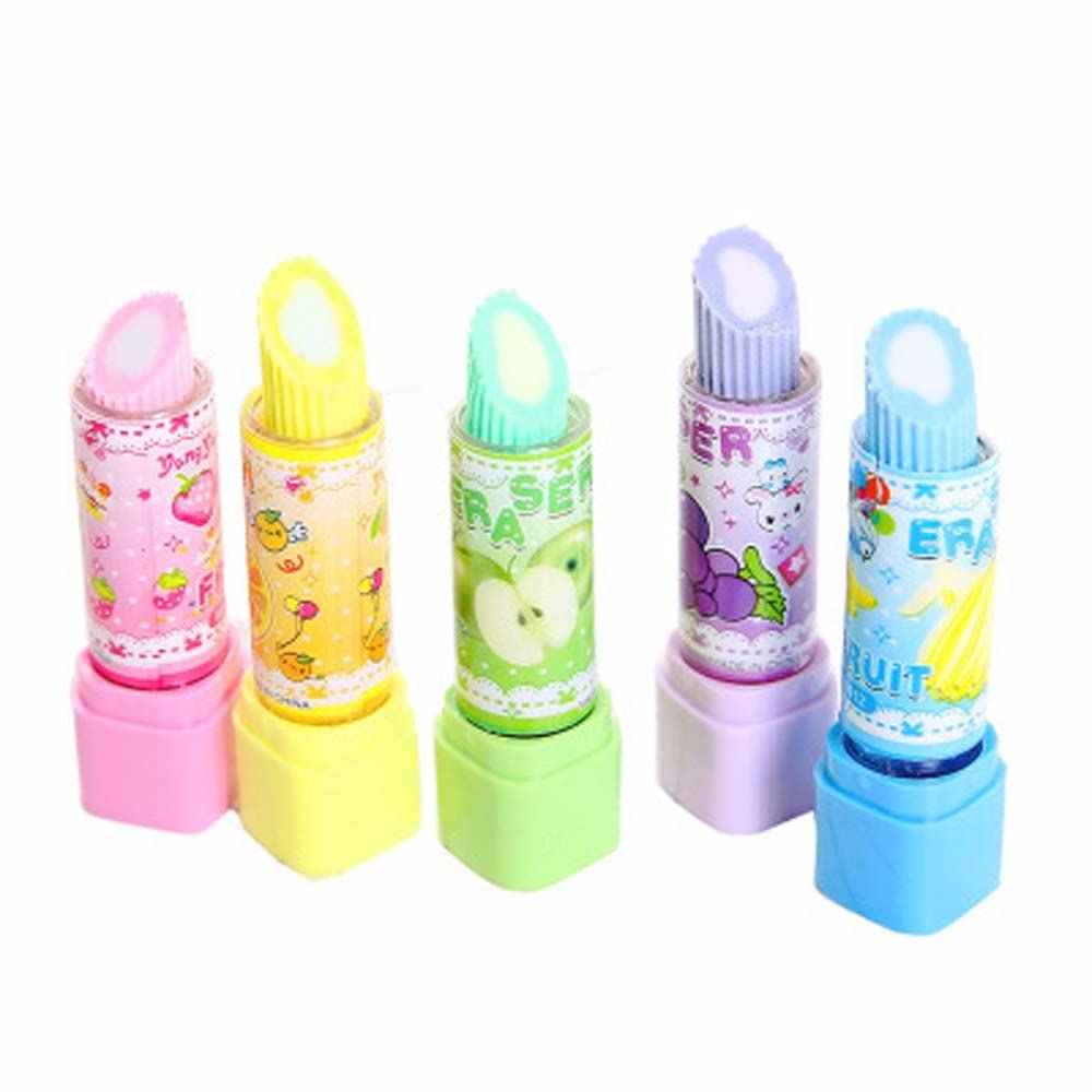 1 borrador giratorio de goma para pintalabios Kawaii para estudiantes