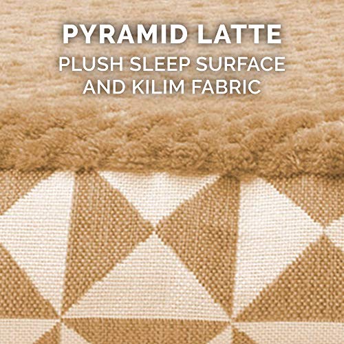 Image of Furhaven Pillow Dog Bed for Small Dogs w / Removable Washable Cover - Plush & Kilim Woven Decor Mattress - Pyramid Latte, Small