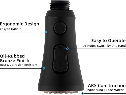 Vista 41 de Hibbent Cabezal de pulverización desplegable para grifo de cocina, boquilla rociadora de 3 funciones certificada por NSF/ANSI/CAN 61 y CUPC, 15