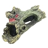 COOLHIYA Decoración de Acuario con Tronco de Resina con Cueva Hueca Adorno Artificial Seguro para Peces y Camarones Accesorio Paisajístico para Peceras