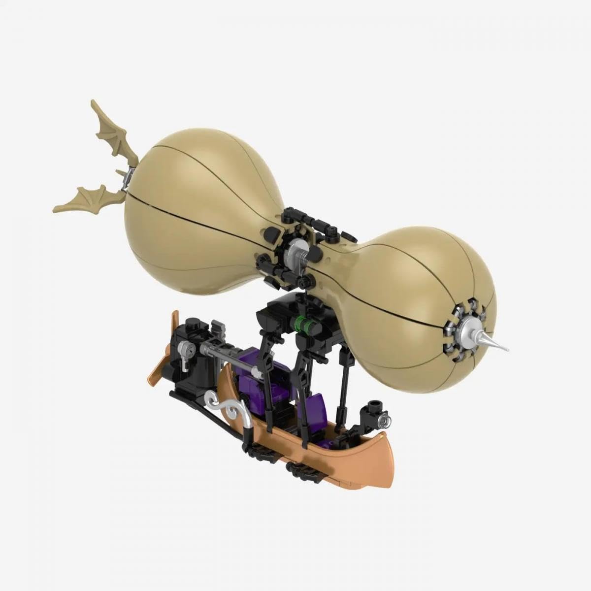 BlueBrixx Steampunk Motorwagen und Flugmaschinen, 1199 Klemmbausteine | Mehrere Modelle im Set, drehbarer Rotor, Ballonfluggerät, Messingoptik, 485 x 400 x 185 mm, ab 10 Jahren, 108935